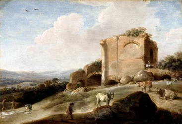 Landschaft mit römischer Ruine
